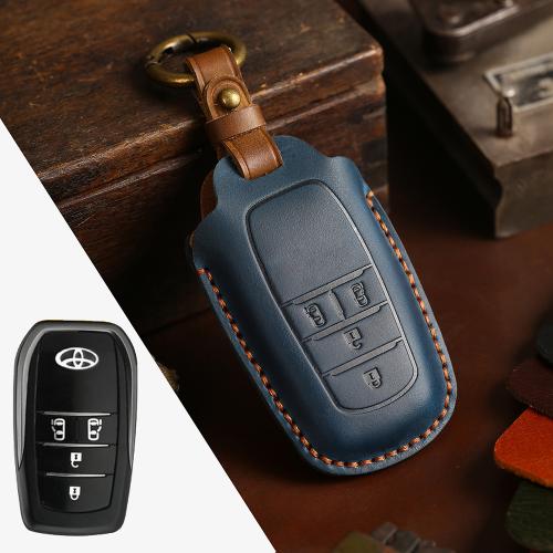 

For Toyota Alphard Hallmo Crazy Horse Cowhide Car Key Protection Cover(4-button Black)
