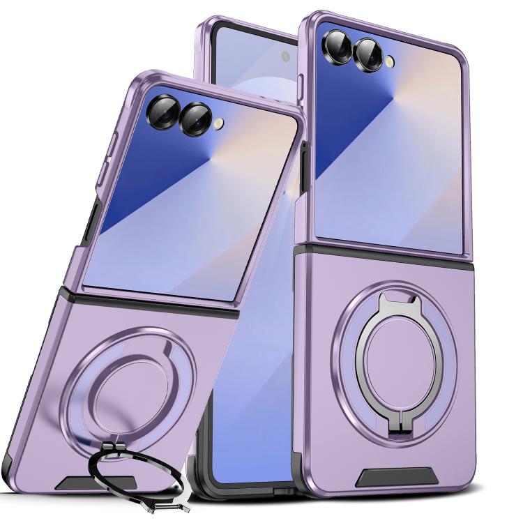 

For Samsung Galaxy Z Flip7 5G Sliding Camshield Ring Holder Phone Case(Purple)