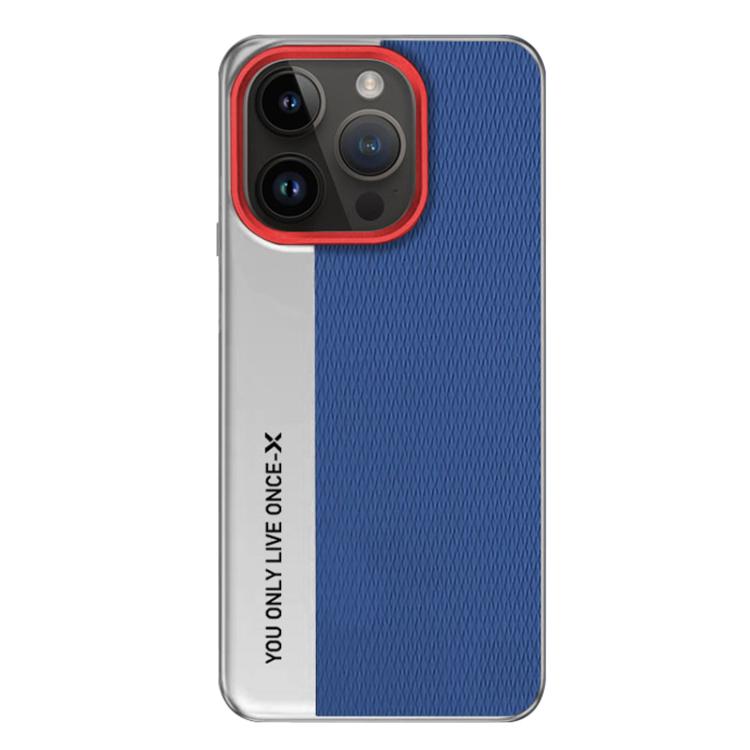 

For iPhone 15 Pro Camera Design Diamond Texture Leather PC Phone Case(Blue)