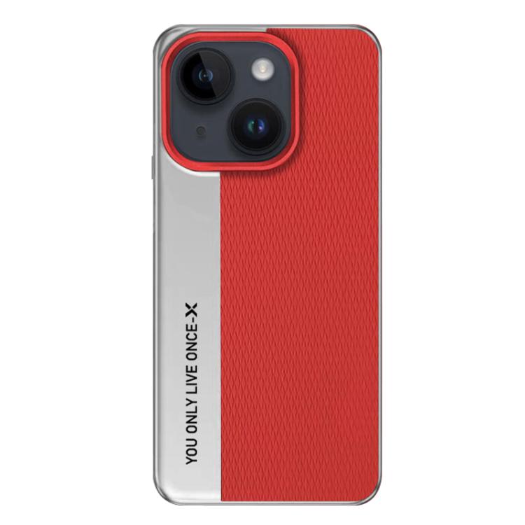 

For iPhone 15 Camera Design Diamond Texture Leather PC Phone Case(Red)