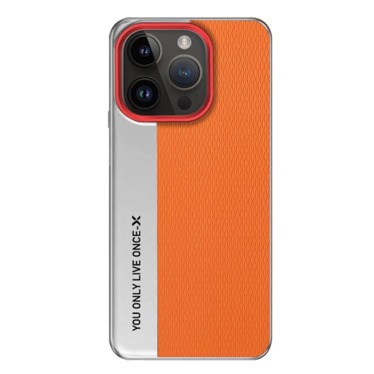 

For iPhone 14 Pro Max Camera Design Diamond Texture Leather PC Phone Case(Orange)