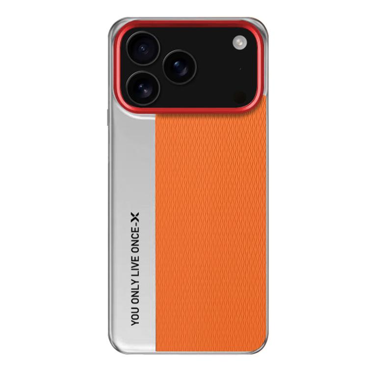 

For iPhone 17 Pro Camera Design Diamond Texture Leather PC Phone Case(Orange)