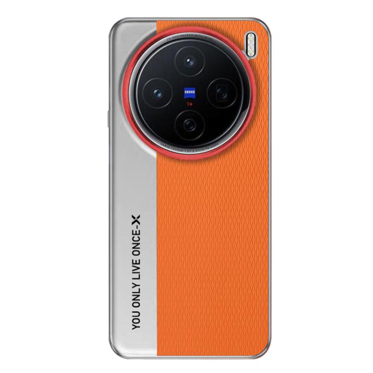

For vivo X200 Camera Design Diamond Texture Leather PC Phone Case(Orange)