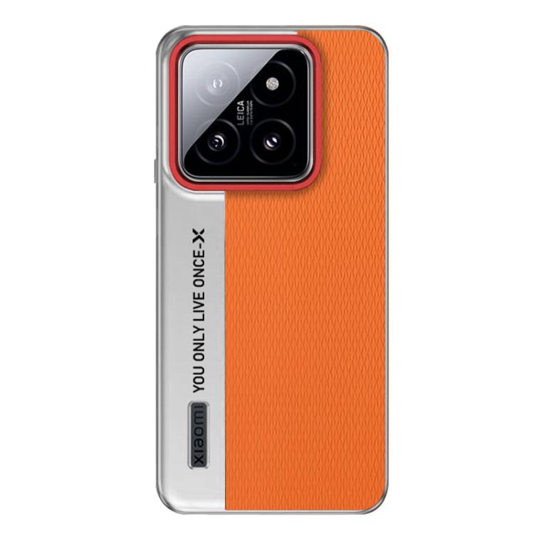 

For Xiaomi 14 Camera Design Diamond Texture Leather PC Phone Case(Orange)