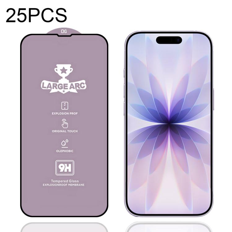 

For iPhone 17 25pcs 9H 0.4mm High Aluminum Large Arc Tempered Glass Film