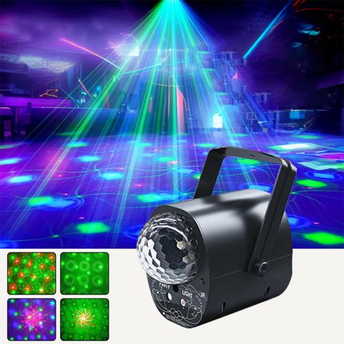 

3-in-1 RGB Laser Light LED Stage Voice Control Magic Ball Lamp, Style:No Remote Control(Black)