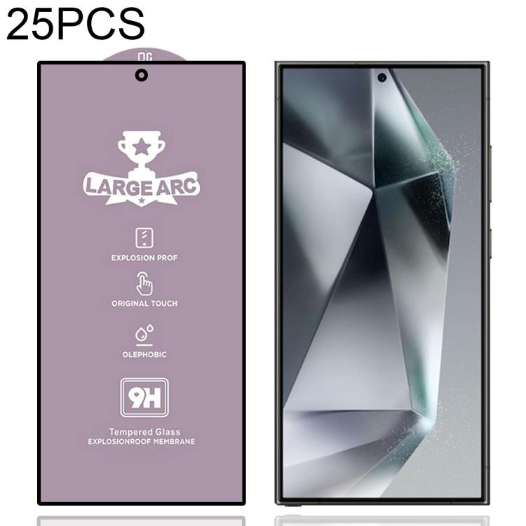 

For Samsung Galaxy S24 Ultra 5G 25pcs 9H 0.18mm High Aluminum Large Arc Tempered Glass Film, Support Fingerprint Unlocking