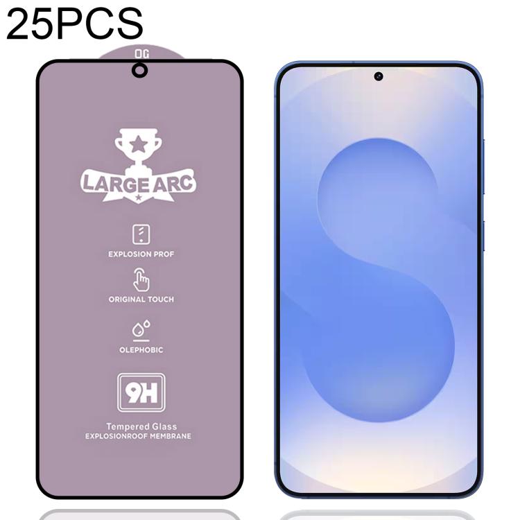 

For Samsung Galaxy S25+ 5G 25pcs 9H 0.18mm High Aluminum Large Arc Tempered Glass Film, Support Fingerprint Unlocking