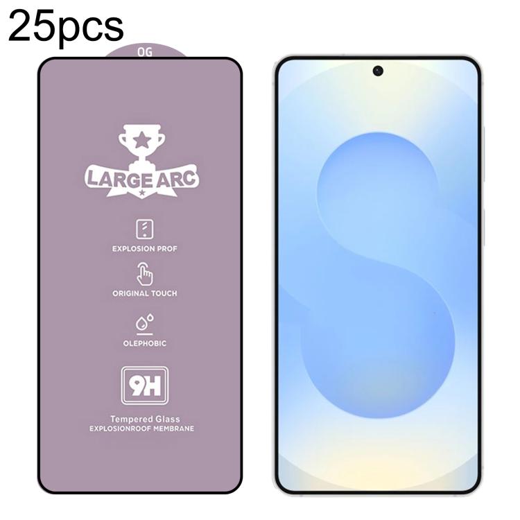 For Samsung Galaxy S26 5G 25pcs 9H 0.18mm High Aluminum Large Arc Tempered Glass Film, Support Fingerprint Unlocking