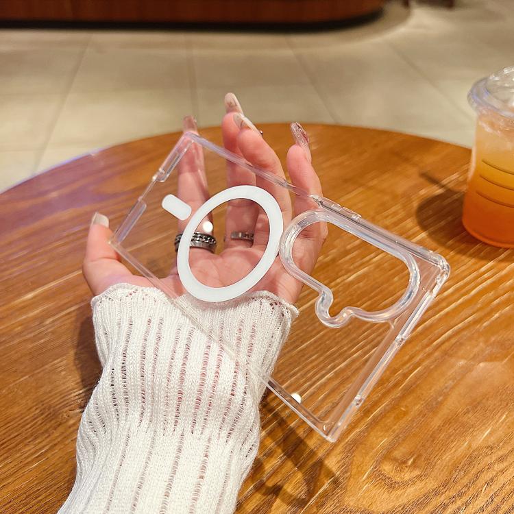 

For Samsung Galaxy Z Fold7 5G Large Hole Camera MagSafe Magnetic Clear Acrylic TPU Case(Transparent)