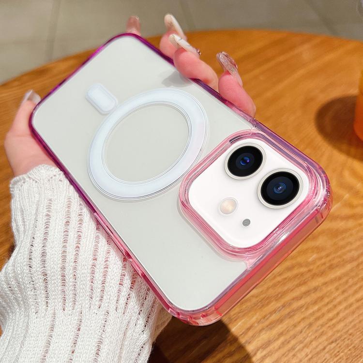 

For iPhone 12 mini Contrast Color Gradient Transparent MagSafe Phone Case(Purple Pink + Light Purple)