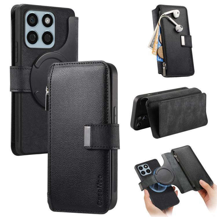 

For Honor X8b CaseNeo MagSafe RFID Anti-theft Zipper Wallet Retro Leather Phone Case(Black)
