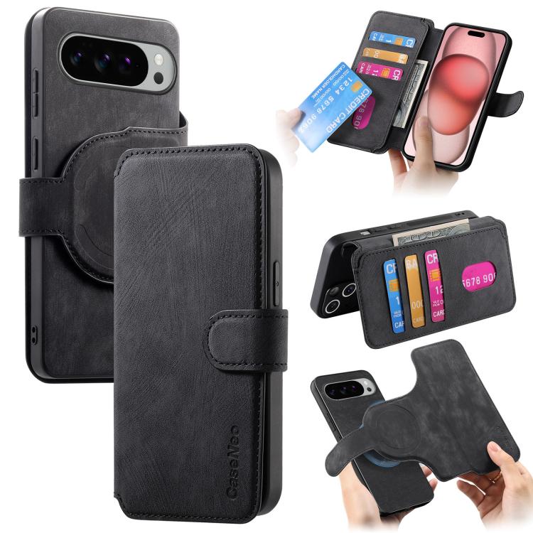 For Google Pixel 11 Pro XL CaseNeo MagSafe RFID Anti-theft Retro Leather Phone Case(Black)