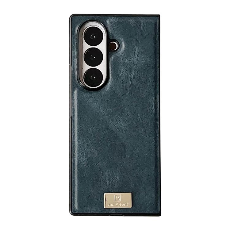 

For Samsung Galaxy Z Fold7 5G Crazy Horse Texture PU Phone Case(Blue)