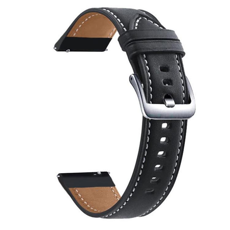 

22mm xDfind Flat Head Black Shark Fine Grain Leather Watch Band(Black)