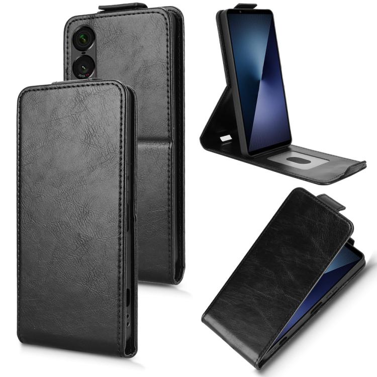 

For Sony Xperia 1 VII Magnetic Vertical Flip Leather Phone Case with Buckle(Black)