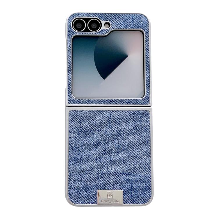 

For Samsung Galaxy Z Flip5 5G Silver Frame Denim PU + PC Phone Case(Blue)