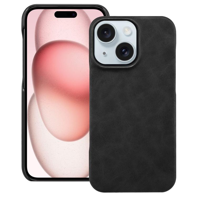 

For iPhone 15 Retro Texture MagSafe Phone Case(Black)