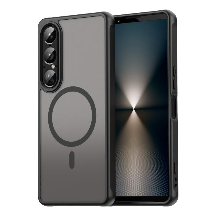

For Sony Xperia 1 VII Fan Dun Series TPU Hybrid PC Frosted Magsafe Phone Case(Black)