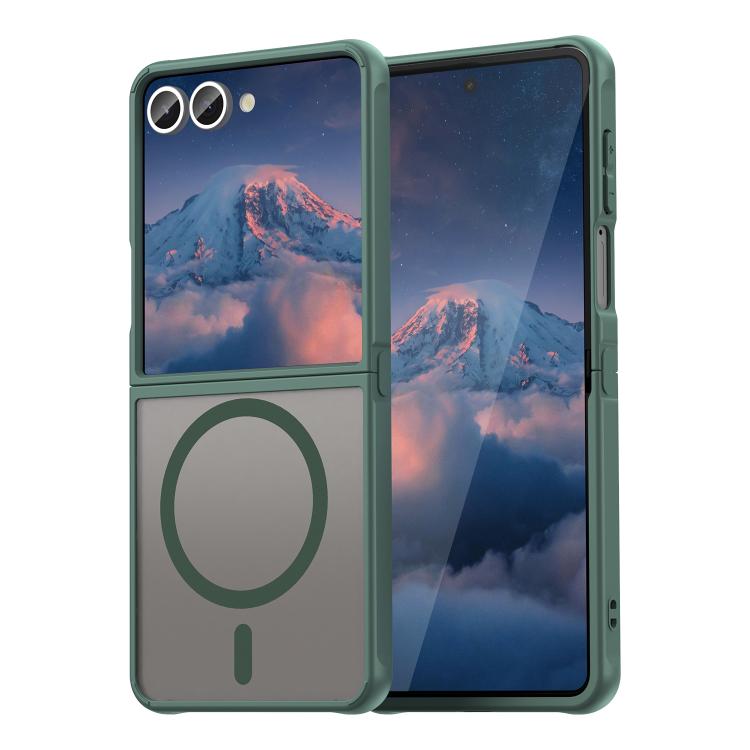 

For Samsung Galaxy Z Flip7 5G Fan Dun Series TPU Hybrid PC Frosted Magsafe Phone Case(Green)