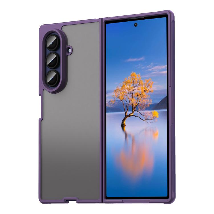 For Samsung Galaxy Z Fold7 5G Fan Dun Series TPU Hybrid PC Frosted Phone Case(Purple)