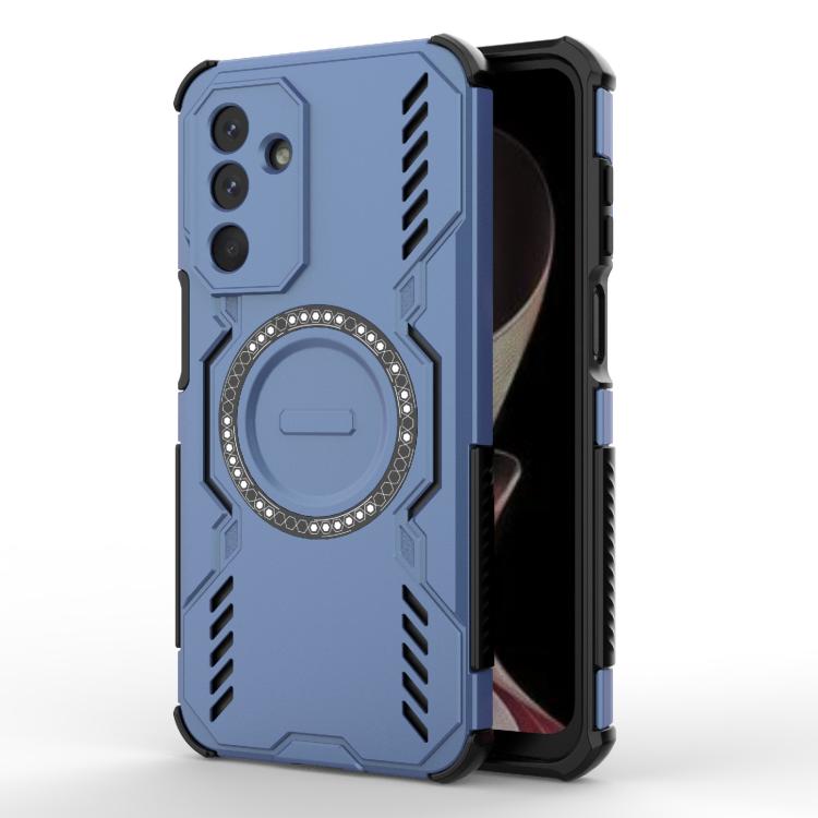 

For Samsung Galaxy M36 5G India Butterfly Armor MagSafe Magnetic Ring Shockproof Phone Case(Blue)