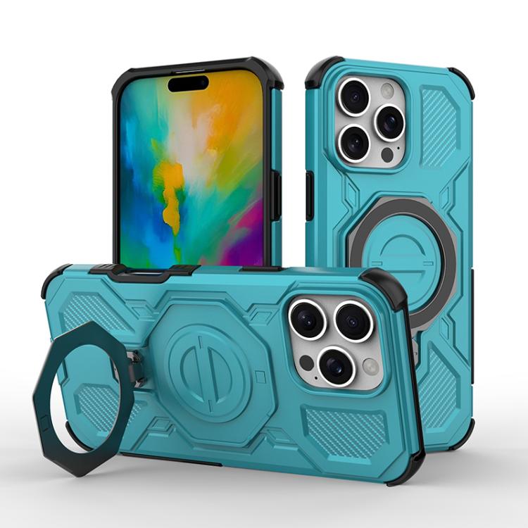 

For iPhone 16 Pro Max J-20 Solid Color MagSafe Magnetic TPU+PC Phone Case(Lake Blue)
