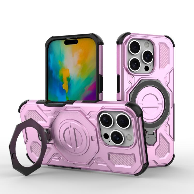 

For iPhone 16 Pro J-20 Solid Color MagSafe Magnetic TPU+PC Phone Case(Pink)