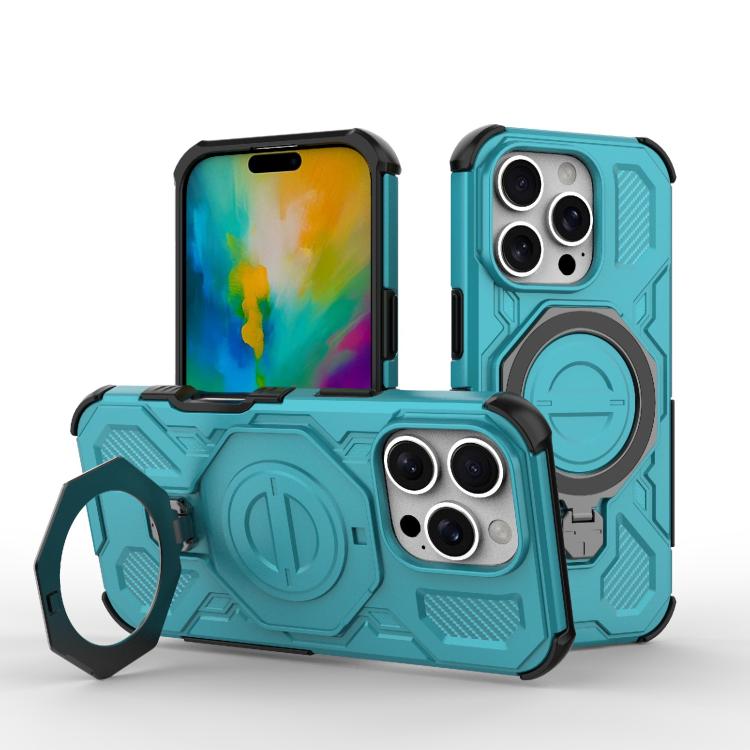 

For iPhone 16 Pro J-20 Solid Color MagSafe Magnetic TPU+PC Phone Case(Lake Blue)