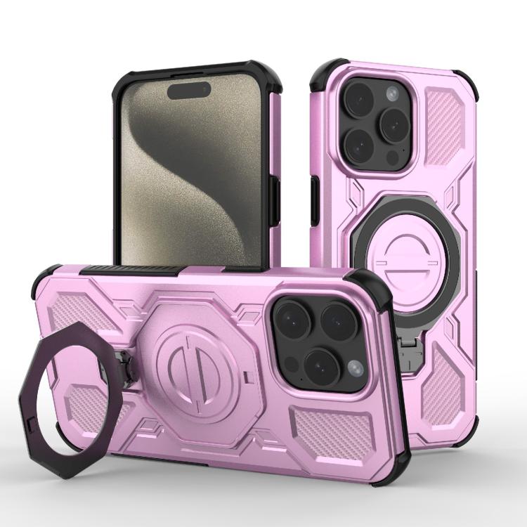 

For iPhone 15 Pro Max J-20 Solid Color MagSafe Magnetic TPU+PC Phone Case(Pink)