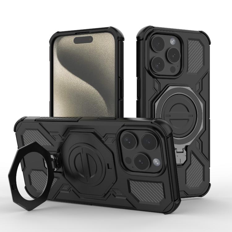 

For iPhone 15 Pro Max J-20 Solid Color MagSafe Magnetic TPU+PC Phone Case(Black)