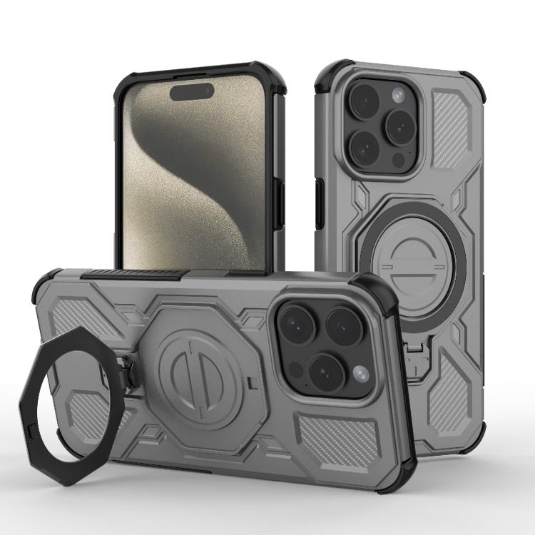 

For iPhone 15 Pro Max J-20 Solid Color MagSafe Magnetic TPU+PC Phone Case(Grey)