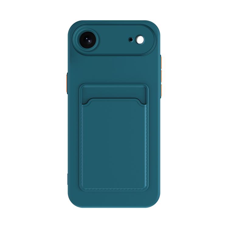 

For iPhone 17 Air Skin Feel Card Contrast Color Button TPU Phone Case(Dark Green)