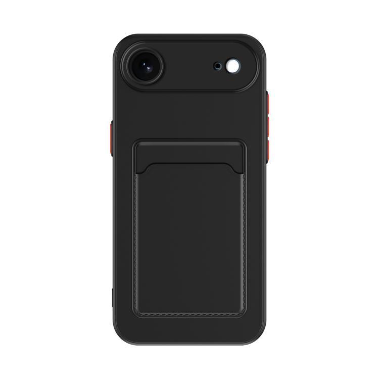 

For iPhone Air Skin Feel Card Contrast Color Button TPU Phone Case(Black)