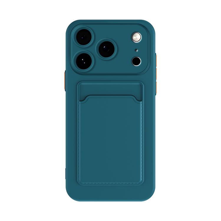 

For iPhone 17 Pro Skin Feel Card Contrast Color Button TPU Phone Case(Dark Green)