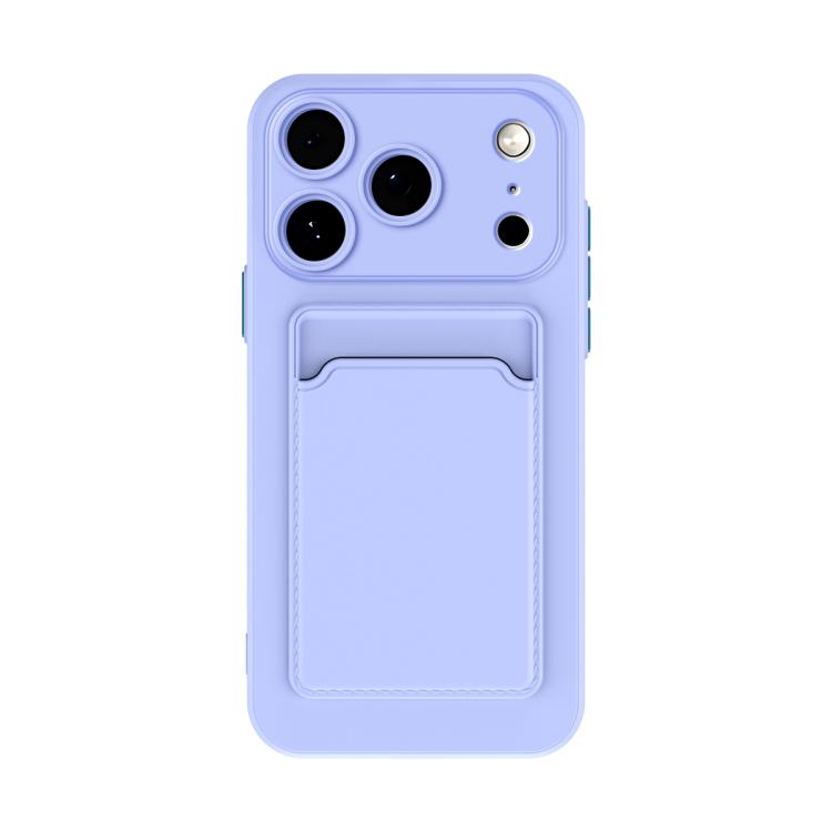 

For iPhone 17 Pro Skin Feel Card Contrast Color Button TPU Phone Case(Purple)