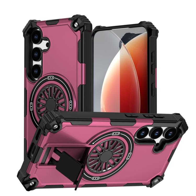 

For Samsung Galaxy S24 5G Shockproof Kickstand Metallic Shaft MagSafe Phone Case(Purple)