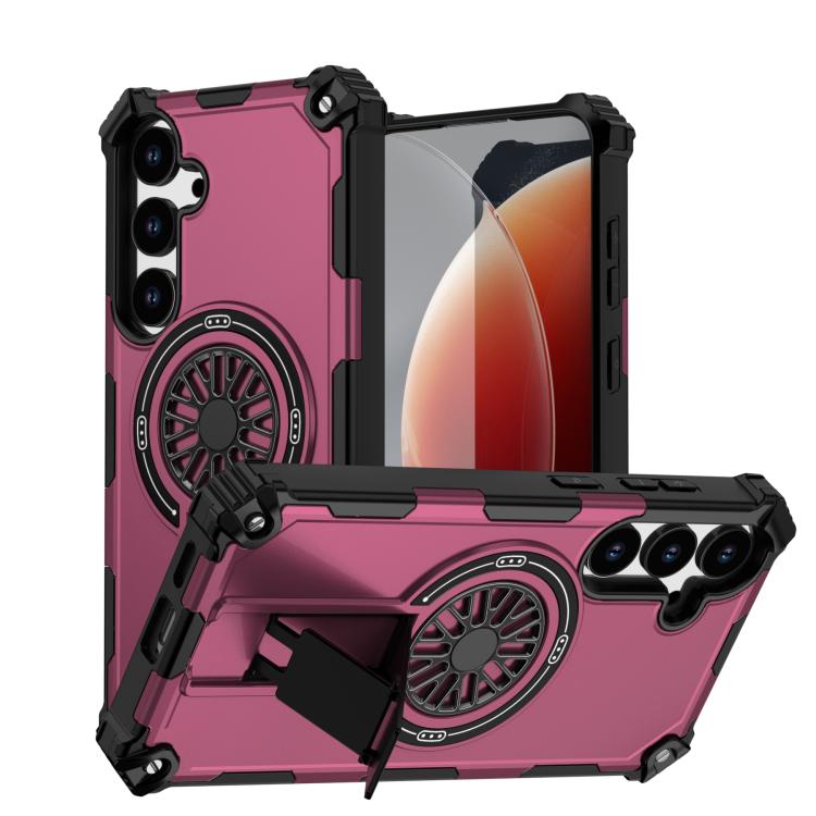 

For Samsung Galaxy S24+ 5G Shockproof Kickstand Metallic Shaft MagSafe Phone Case(Purple)