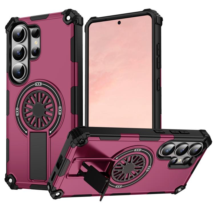 

For Samsung Galaxy S26 Ultra 5G Shockproof Kickstand Metallic Shaft MagSafe Phone Case(Purple)