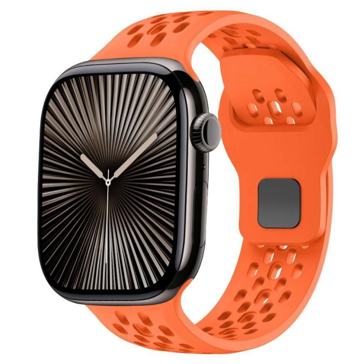 

For Apple Watch 46mm / 49mm / 45mm / 44mm xDfind Mesh Reverse Buckle Silicone Watch Band(Orange)