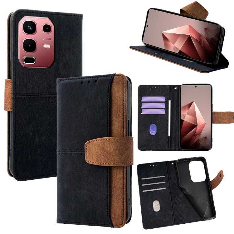 

For Infinix Note 50s 5G Color Stitching Skin Feel Leather RFID Blocking Phone Case(Black)