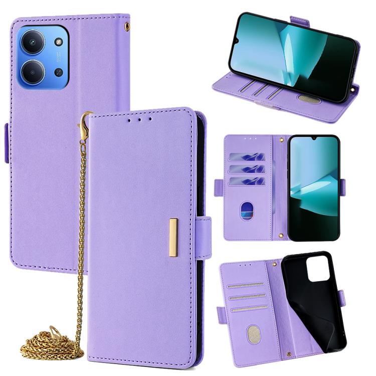 

For Redmi 15C 5G / 4G Global 171mm Crossbody Chain Leather Phone Case(Purple)