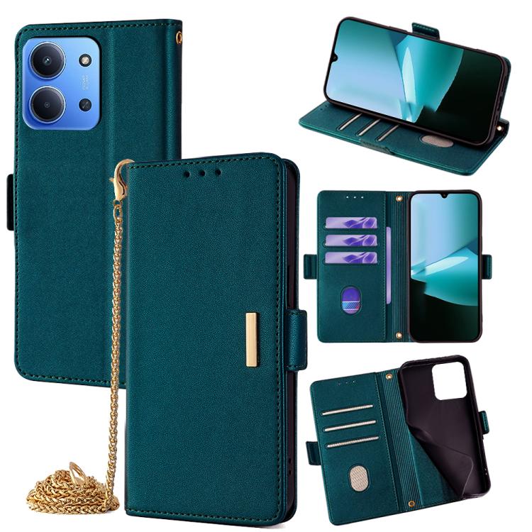 

For Redmi 15C 5G / 4G EU 173mm Crossbody Chain Leather Phone Case(Green)