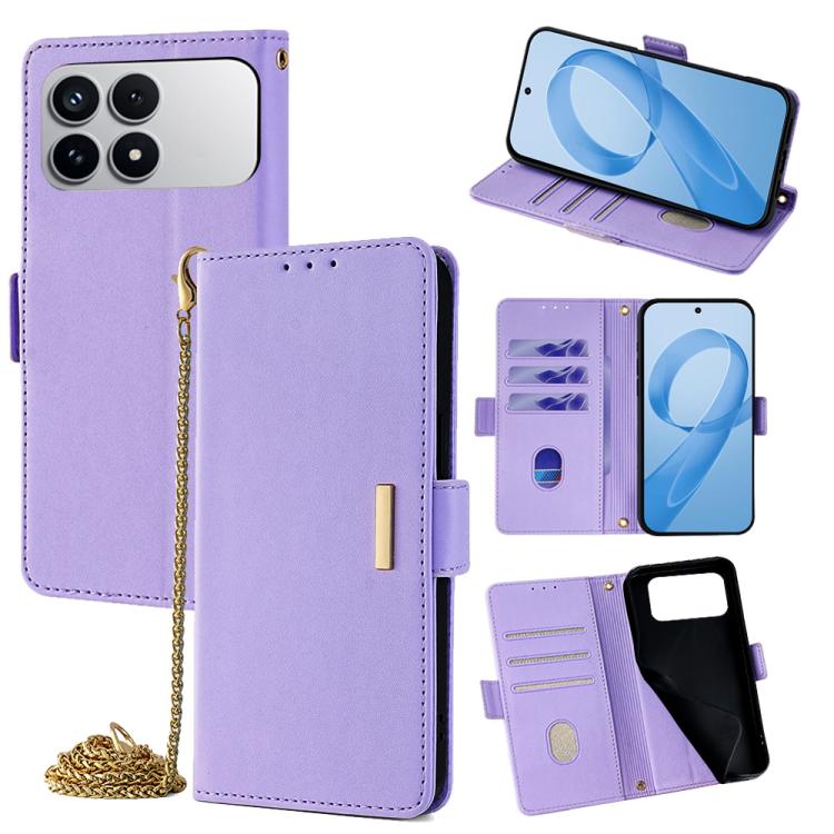 

For Redmi K90 / Poco F8 Pro Crossbody Chain Leather Phone Case(Purple)