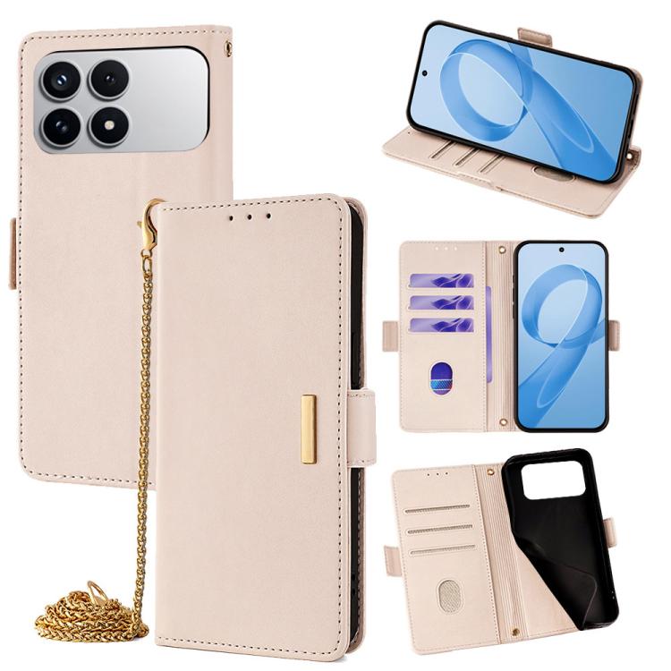 

For Redmi K90 / Poco F8 Pro Crossbody Chain Leather Phone Case(White)