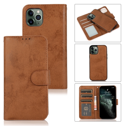 

For iPhone 12 mini KLT888-2 Retro 2 in 1 Detachable Magnetic Horizontal Flip TPU + PU Leather Case with Holder & Card Slots & Photo Frame & Wallet(Brown)