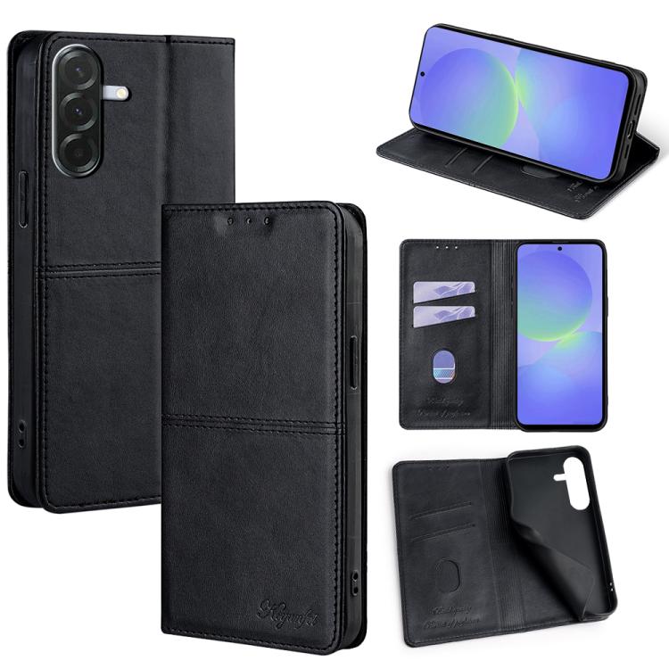 

For Samsung Galaxy A36 5G Cow Texture Magnetic Leather Phone Case(Black)