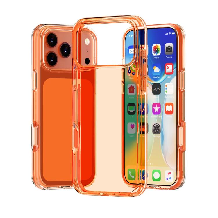 For iPhone 18 Pro Max / 17 Pro Max Shockproof Terminator Glitter Powder Phone Case(Transparent Orange)