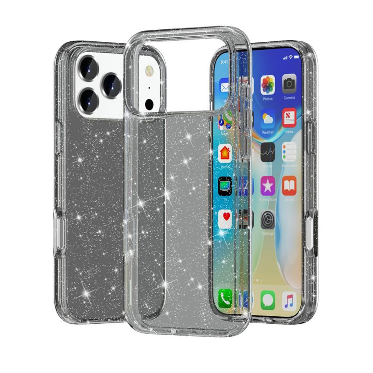 

For iPhone 17 Pro Shockproof Terminator Glitter Powder Phone Case(Black)