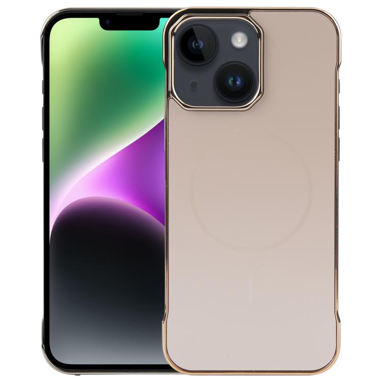 

For iPhone 14 / 13 Electroplating Frameless Frosted Anti-Glare PC MagSafe Phone Case(Desert Gold)